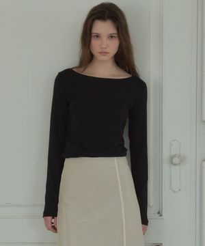 [Assential]베이식 슬림 보트 넥 티셔츠_CTT333(블랙)