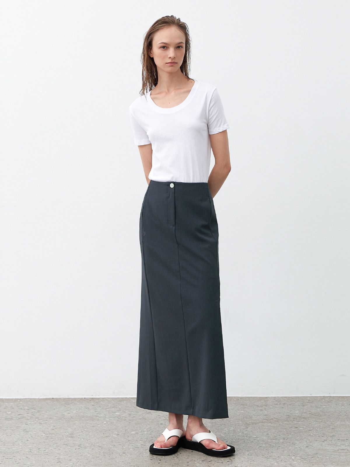 아틀리에 나인(ATELIER NAIN) ESSENTIAL TAS SET-UP LONG SKIRT(SK-5022)