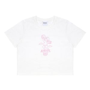 여성 조이풀 데이 그래픽 크롭 티셔츠 화이트 (MHIBH8853)