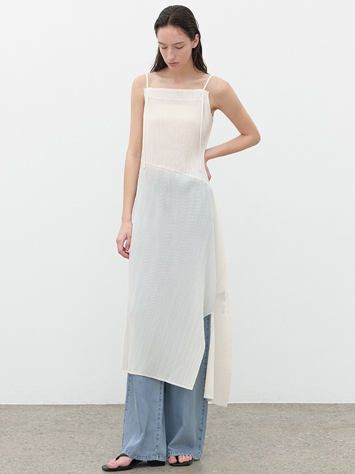 아틀리에 나인(ATELIER NAIN) PLEATS STRING LAYERED DRESS(OP-6307)
