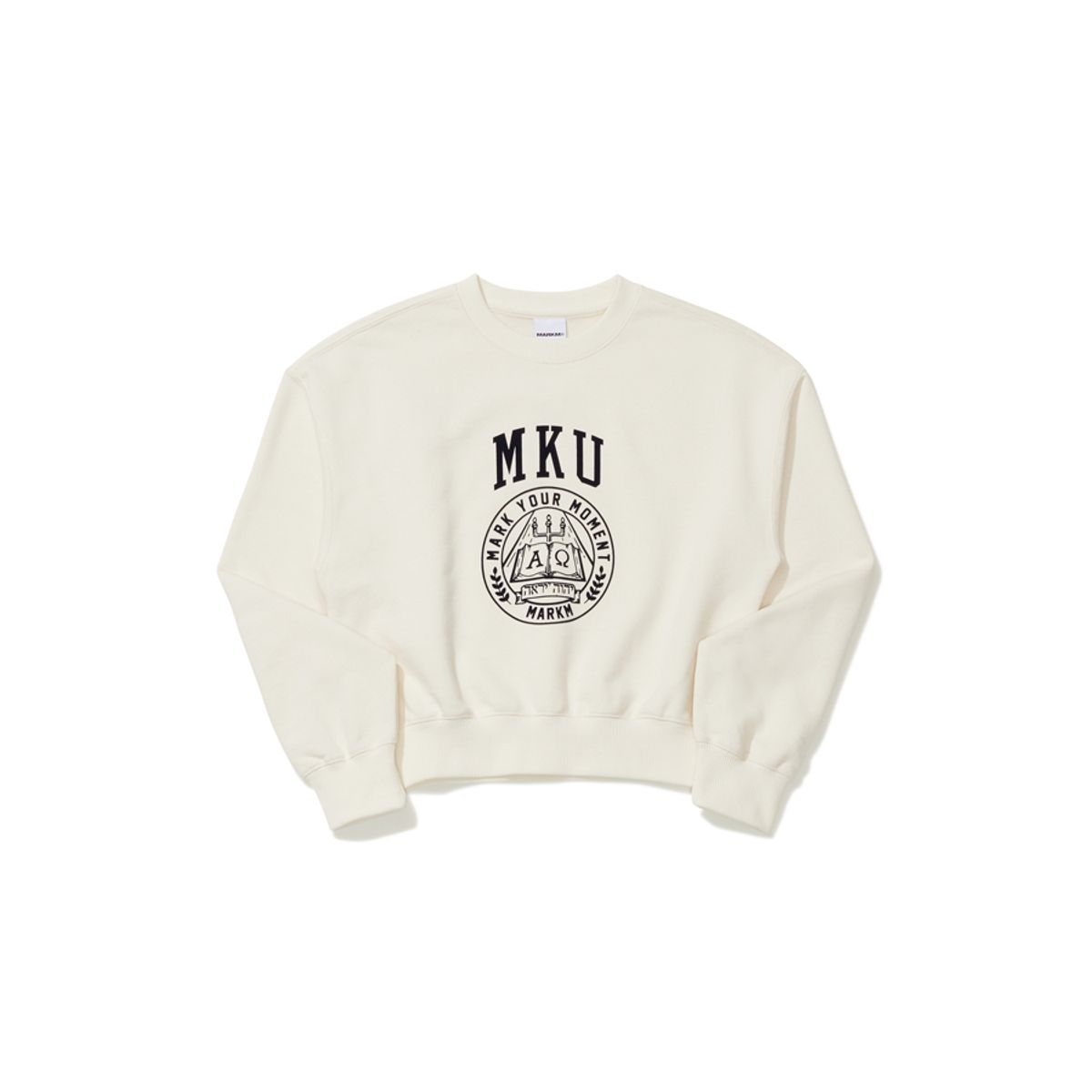 마크엠(MARKM) 여성 M 로고 크롭 스웻셔츠 아이보리 (MHIBH8761)