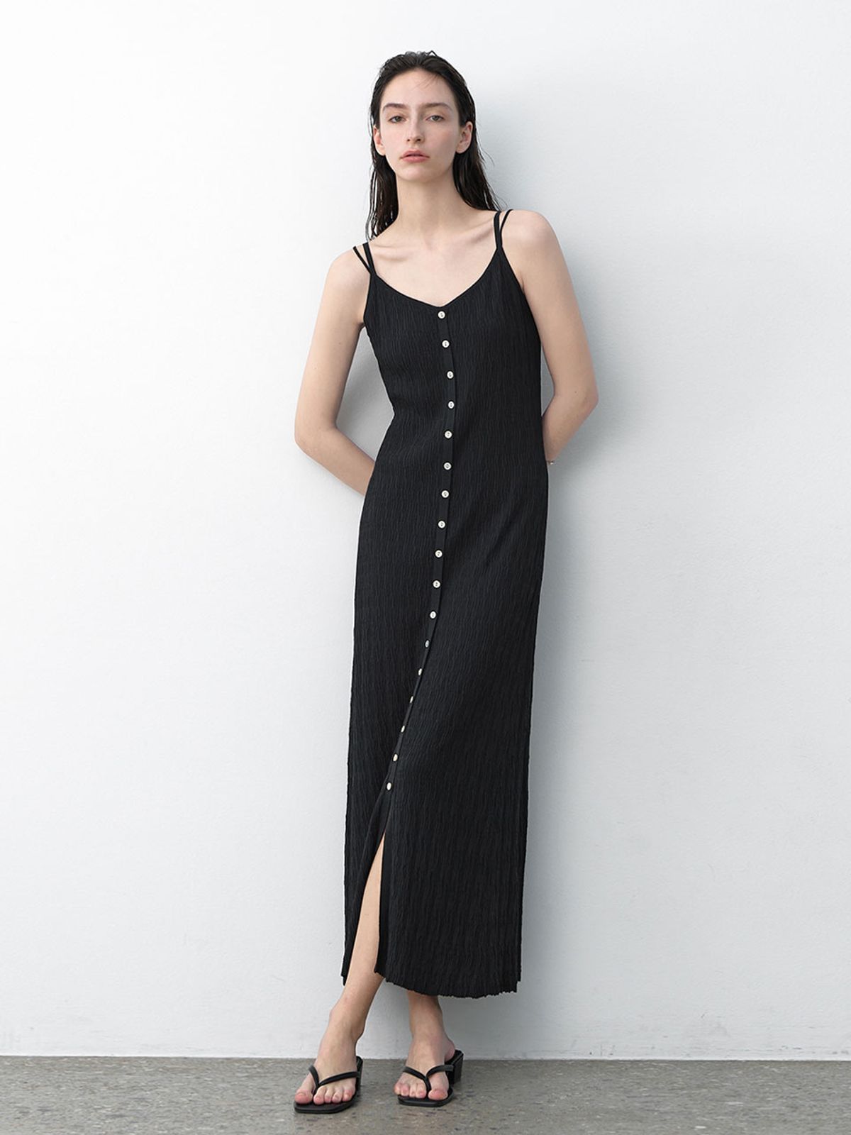 아틀리에 나인(ATELIER NAIN) CLARE CREASE STRAP KNIT DRESS(OP-6262)