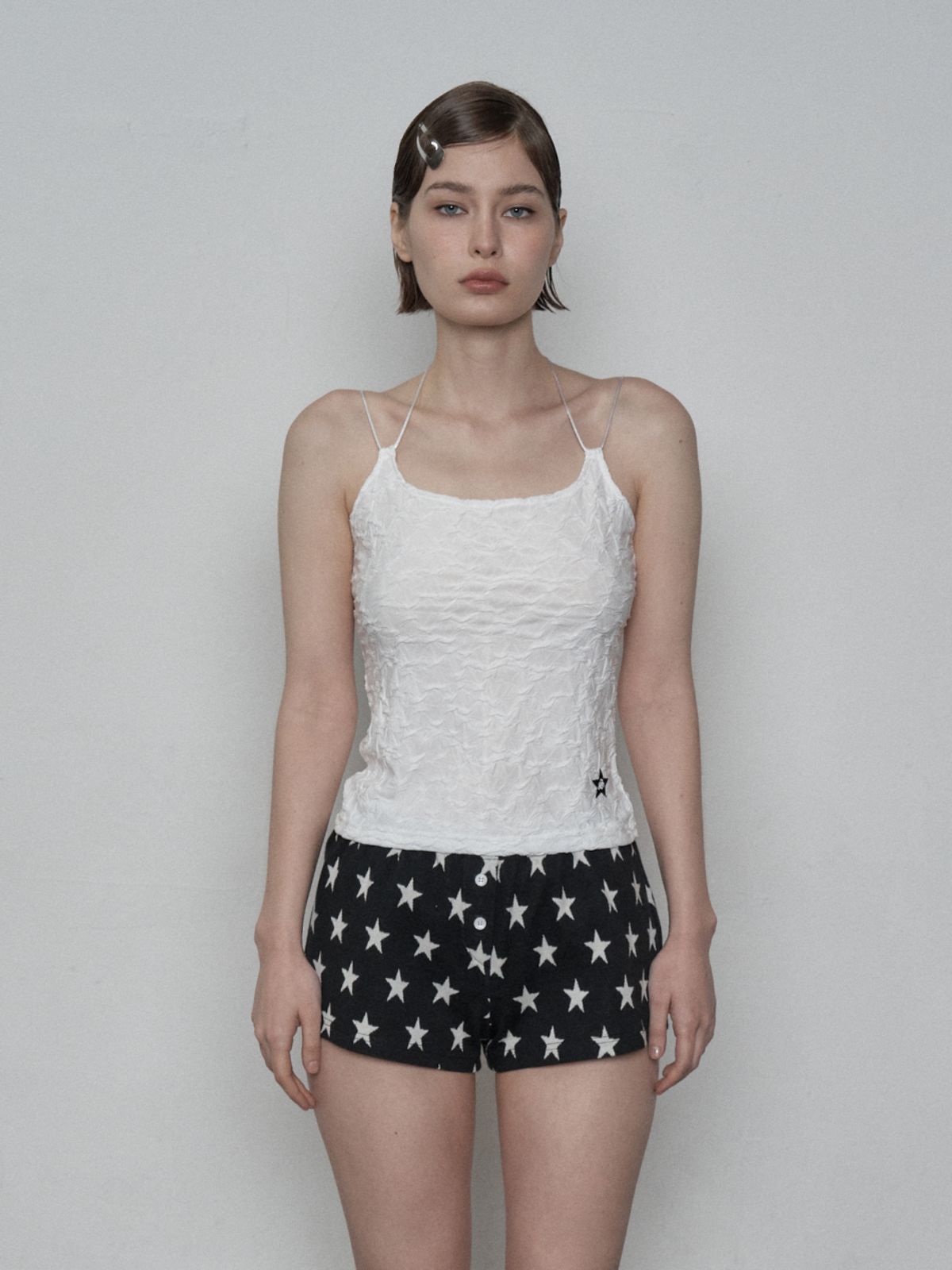 셋업이엑스이(SETUP-EXE) STRING HALTER NECK TOP / WHITE