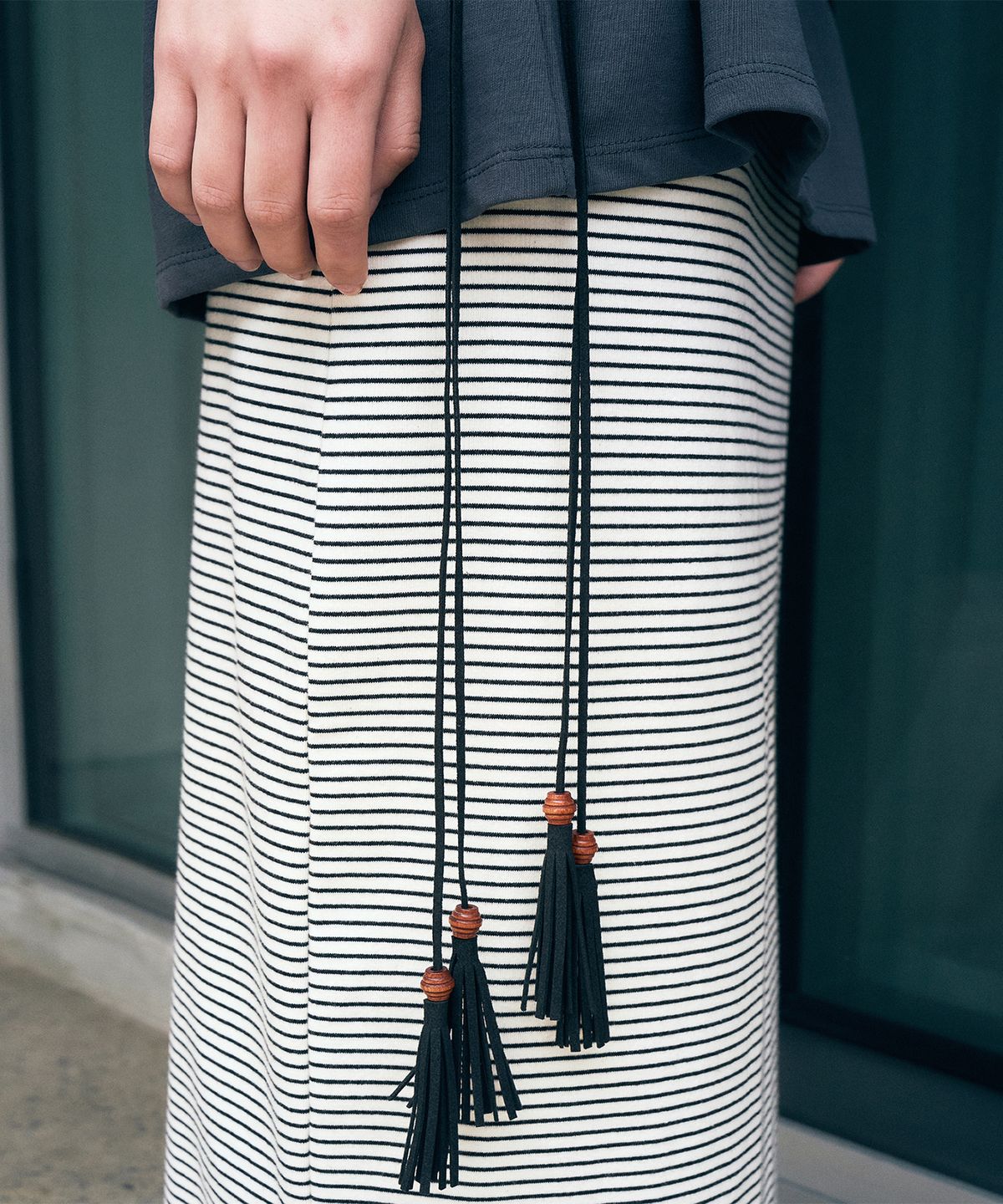 니브(NEEV) Ethnic Tassel Belt (Black)