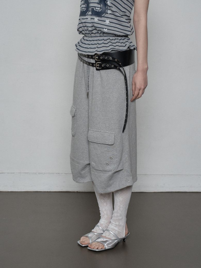 PUNCHING BERMUDA SWEATPANTS / MELANGE GRAY