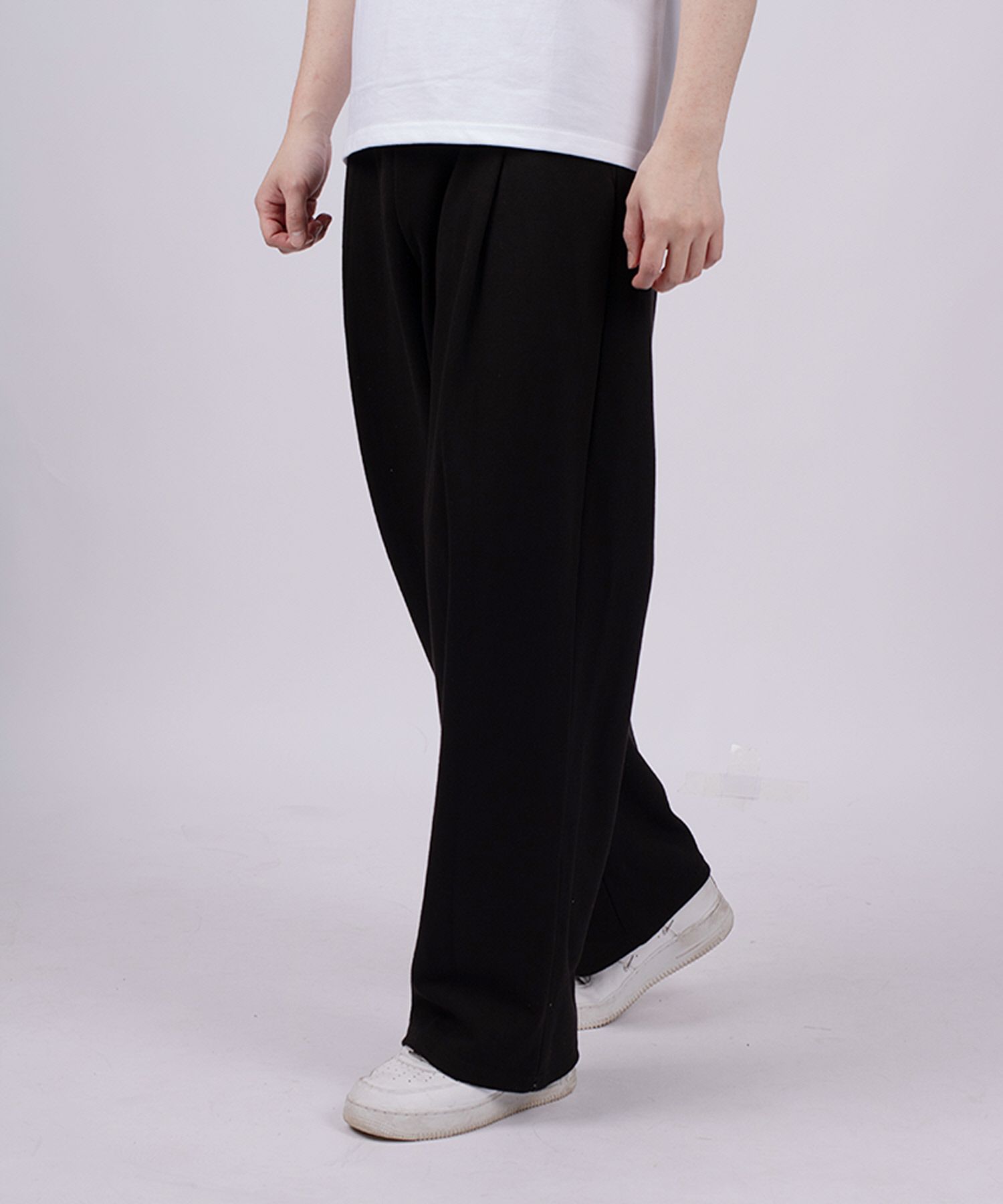 MUSINSA Muji One-Tuck Wide Training Sweatpants Black