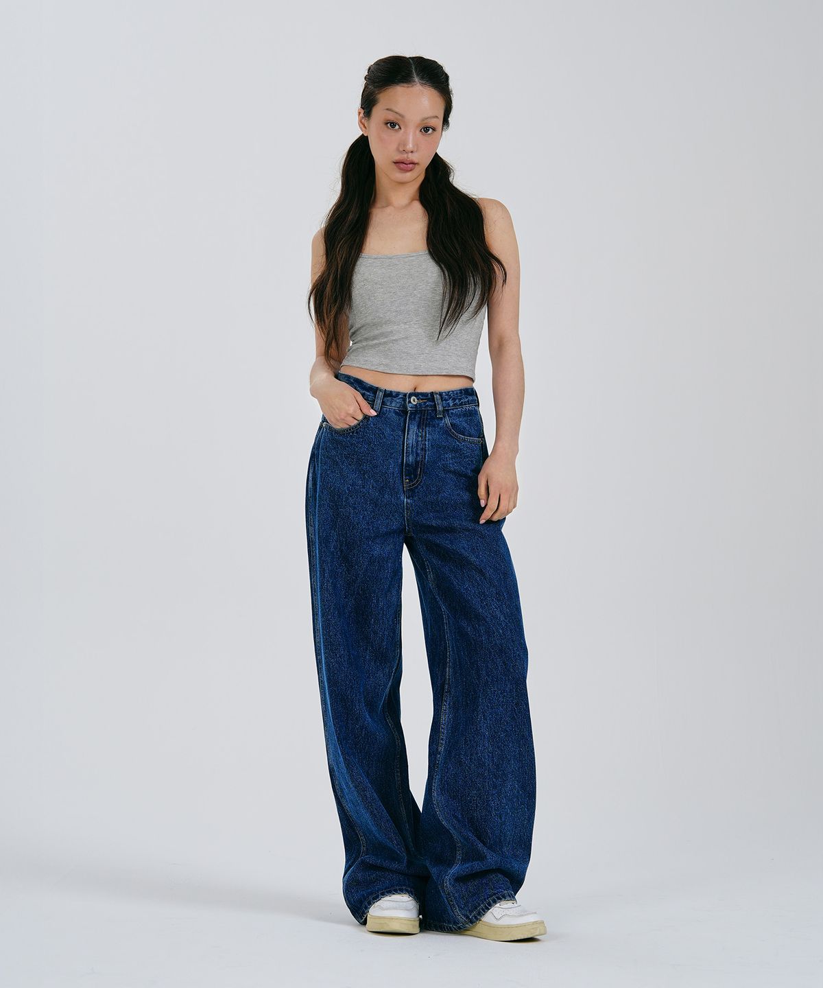 콘치웨어(CONCHWEAR) [CONCH DENIM] 클래식 와이드 데님팬츠, 딥블루