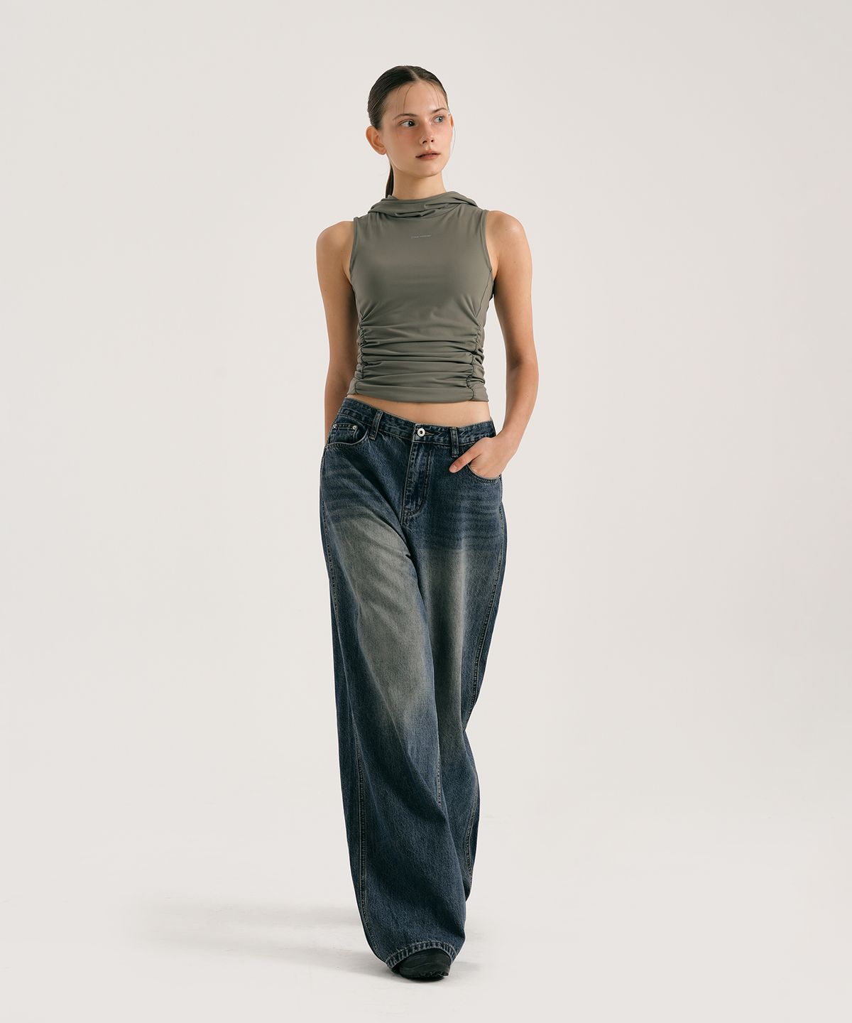 콘치웨어(CONCHWEAR) [CONCH DENIM] 클래식 와이드 데님팬츠, 빈티지블루