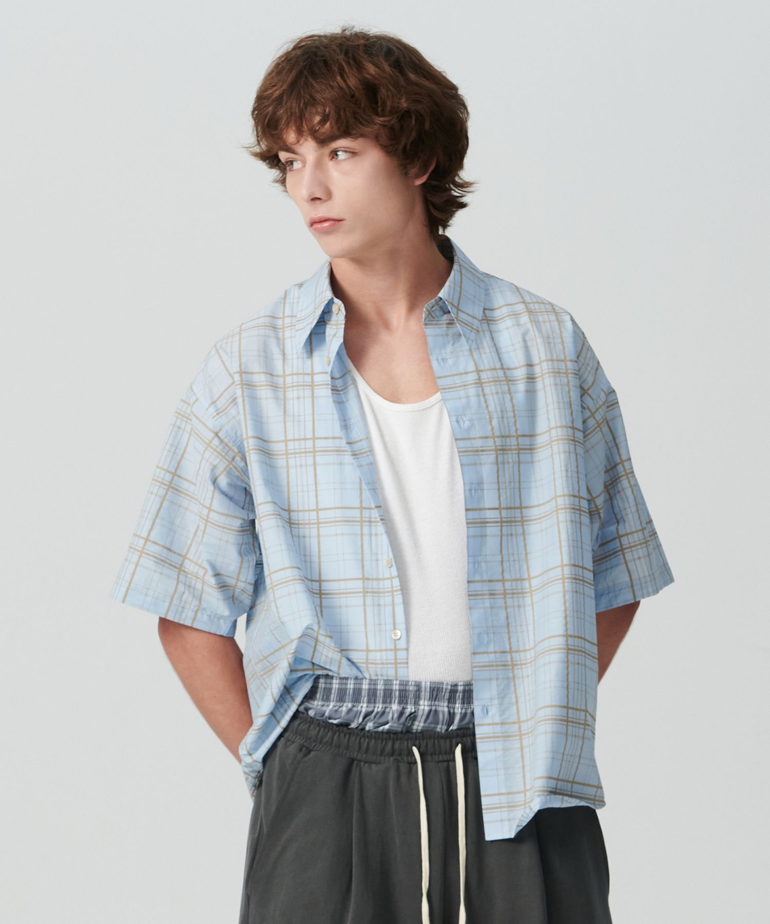 beyondclosetのLuxe Fabric Multi-Pattern Short Sleeve Shirt MUSINSA | BEYOND CLOSET [COLLECTION LINE] Luxe Fabric Multi