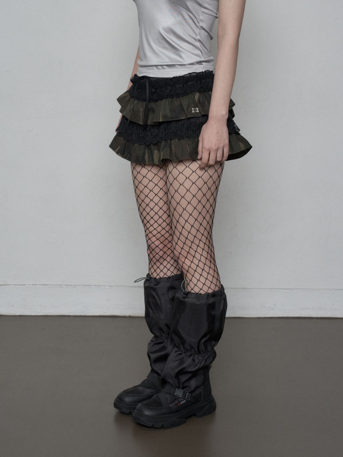 셋업이엑스이(SETUP-EXE) TUTU MIX SKIRT PANTS / CAMO