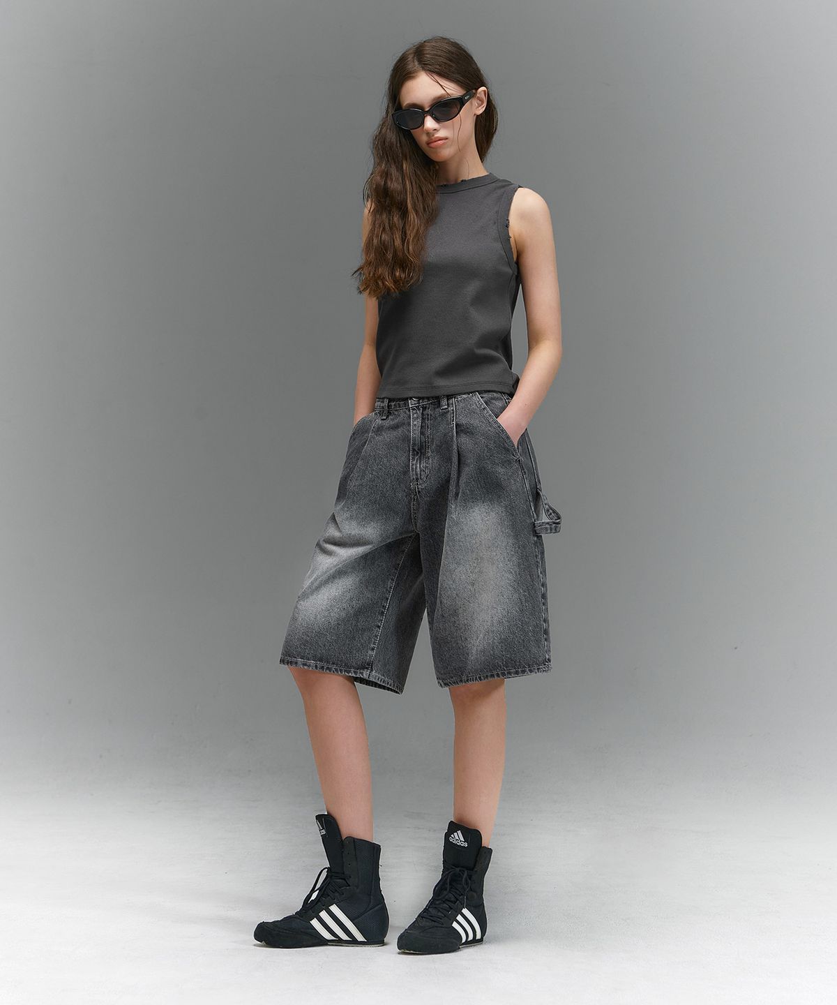 랜덤오프(RANDOMOFF) BTB : WAVE WASHING CARPENTER SHORTS [GRAY CORE]