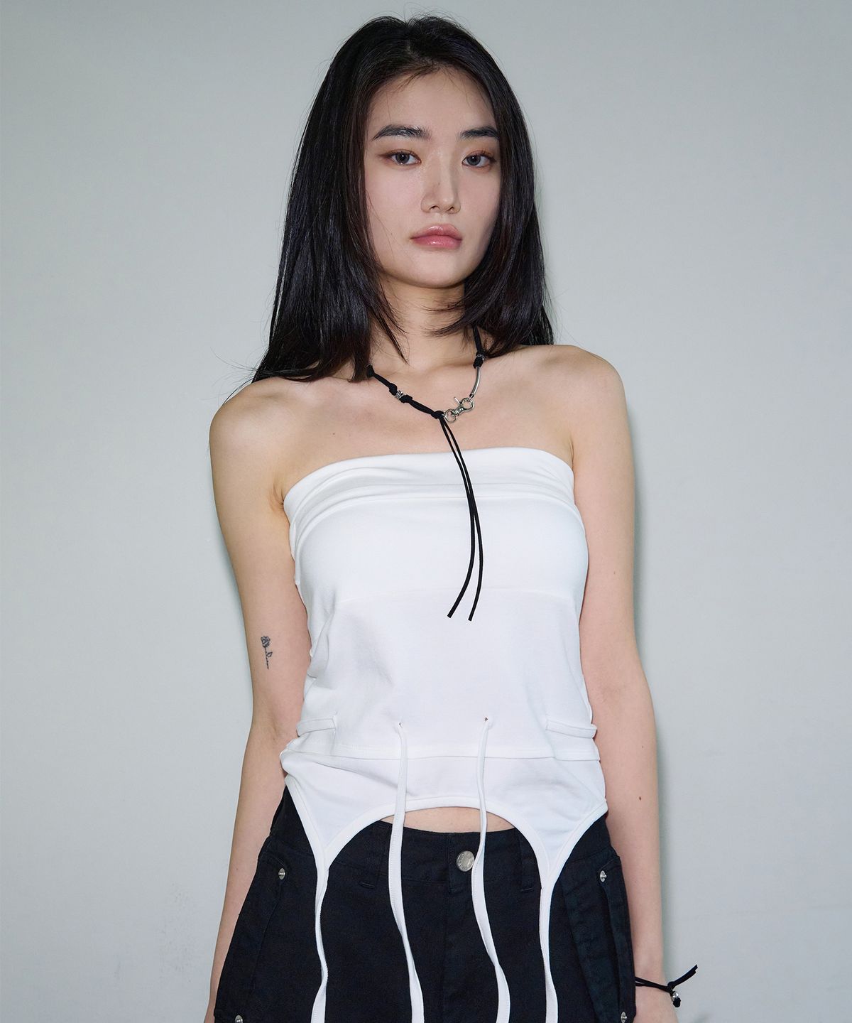 시스에이(SIS A) 스트링 디폼 레이어 스커트 탑 [ivory]