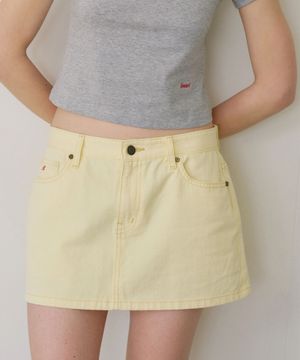 클레어 코튼 미니 스커트_옐로우