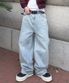 에센셜  캣워싱 와이드 데님 팬츠 [연청]
