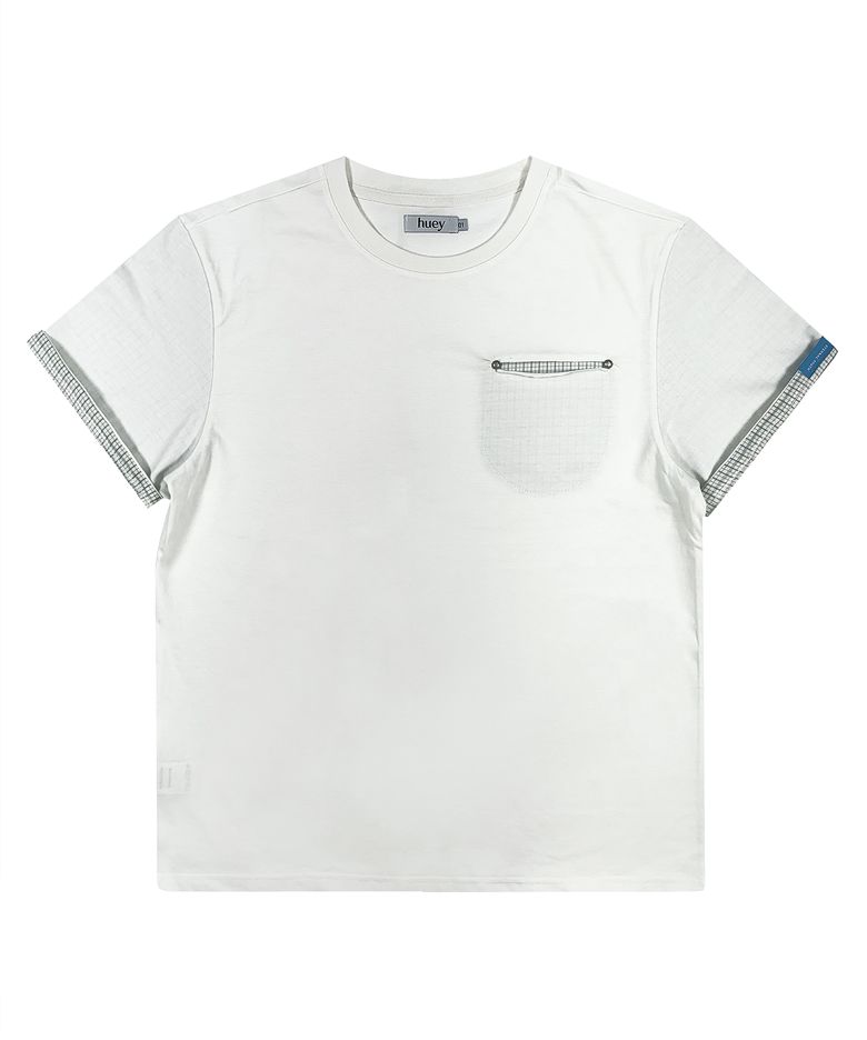 Check Rollup Tee White