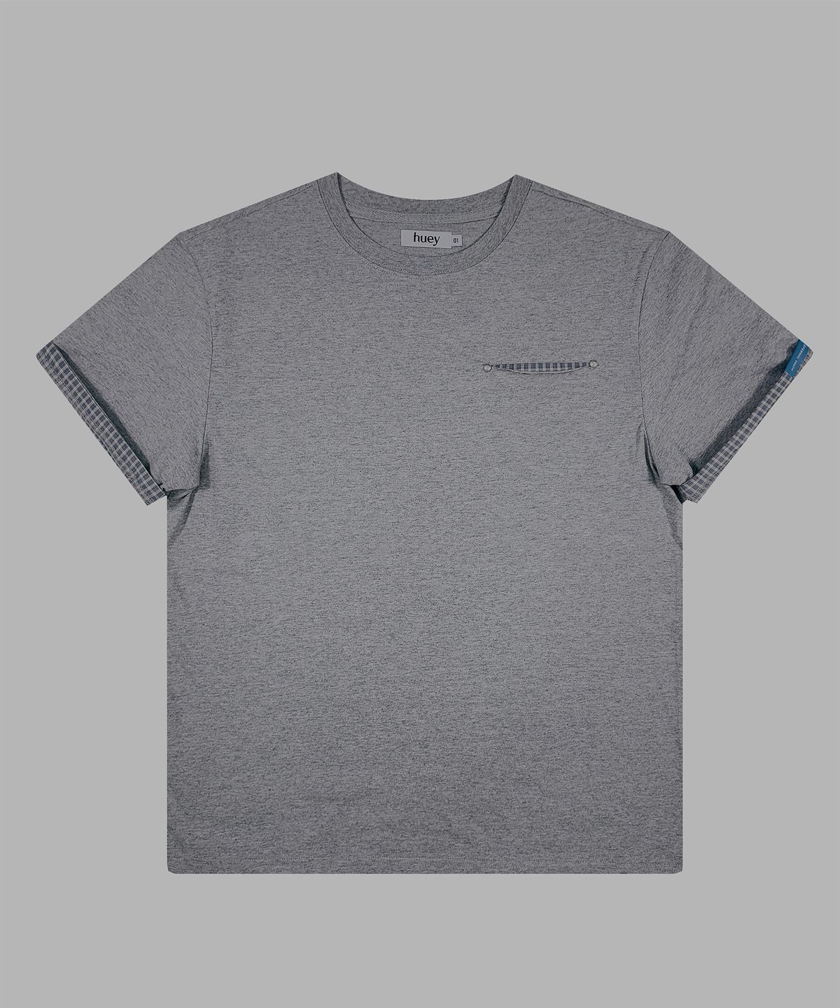 휴이(HUEY) Check Rollup Tee Grey
