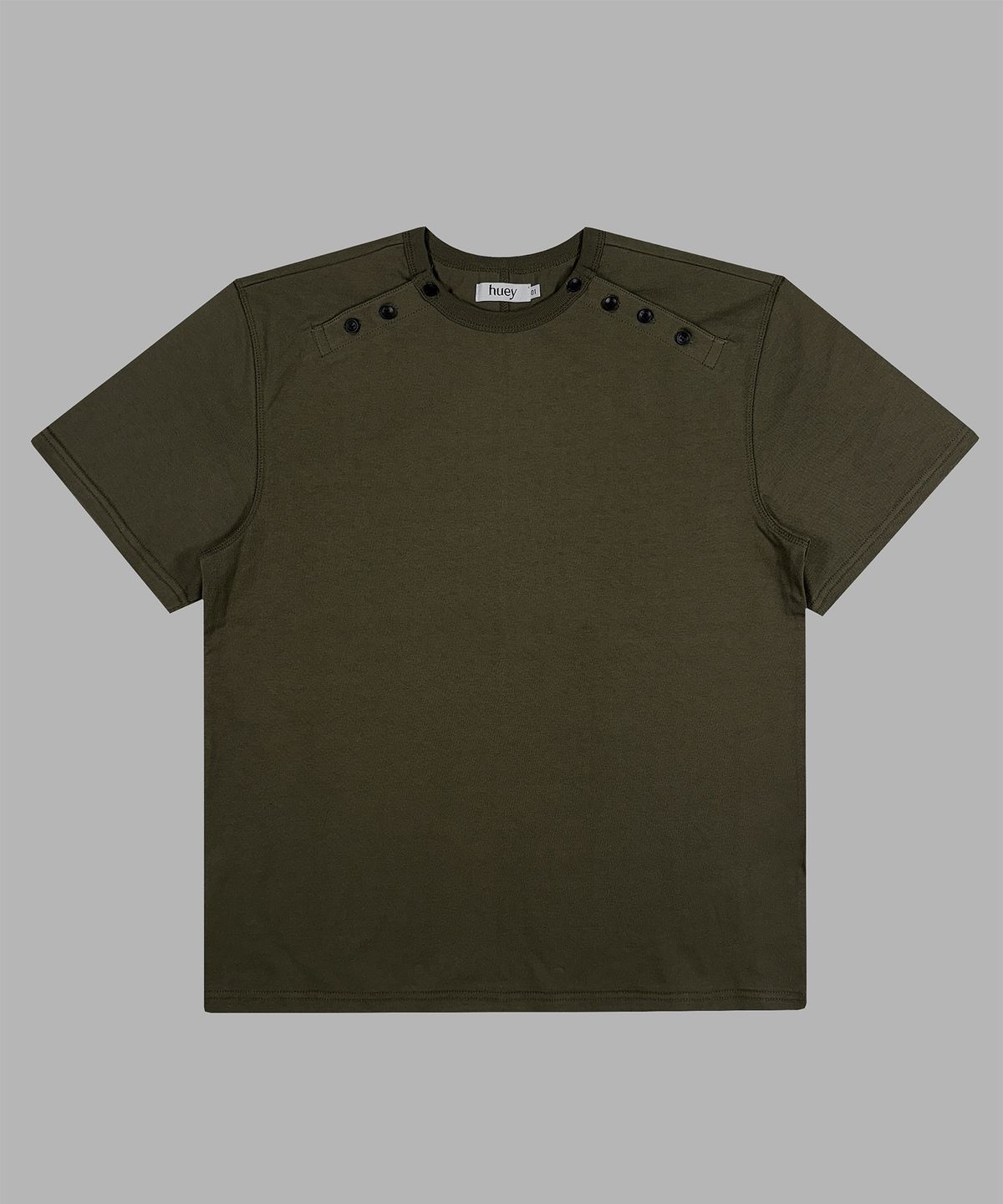 휴이(HUEY) Double Side Button Henry Neck Khaki