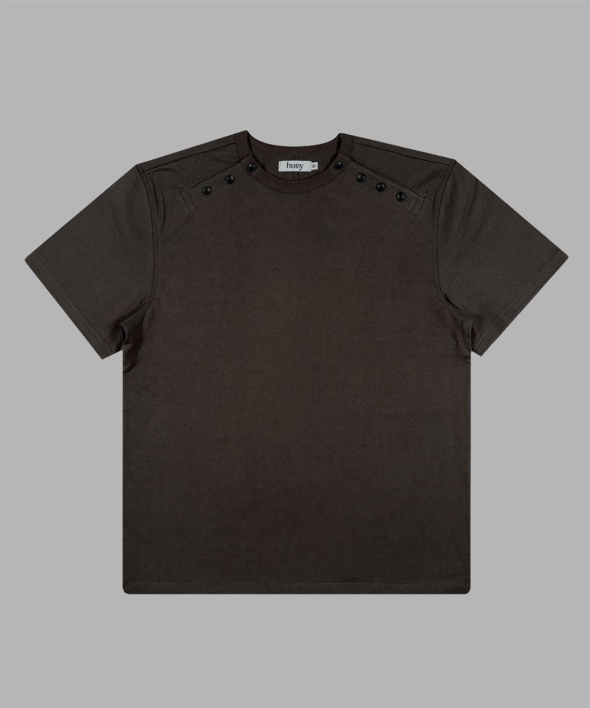 휴이(HUEY) Double Side Button Henry Neck Brown