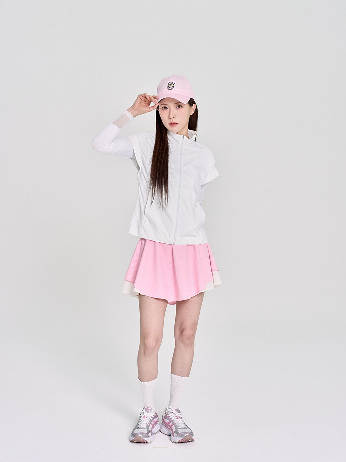 로시야(ROSIYA) 펀칭 레이어드 스커트 / 핑크