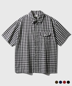 퍼베이드 깅엄 반팔셔츠 블랙 JUSS1533