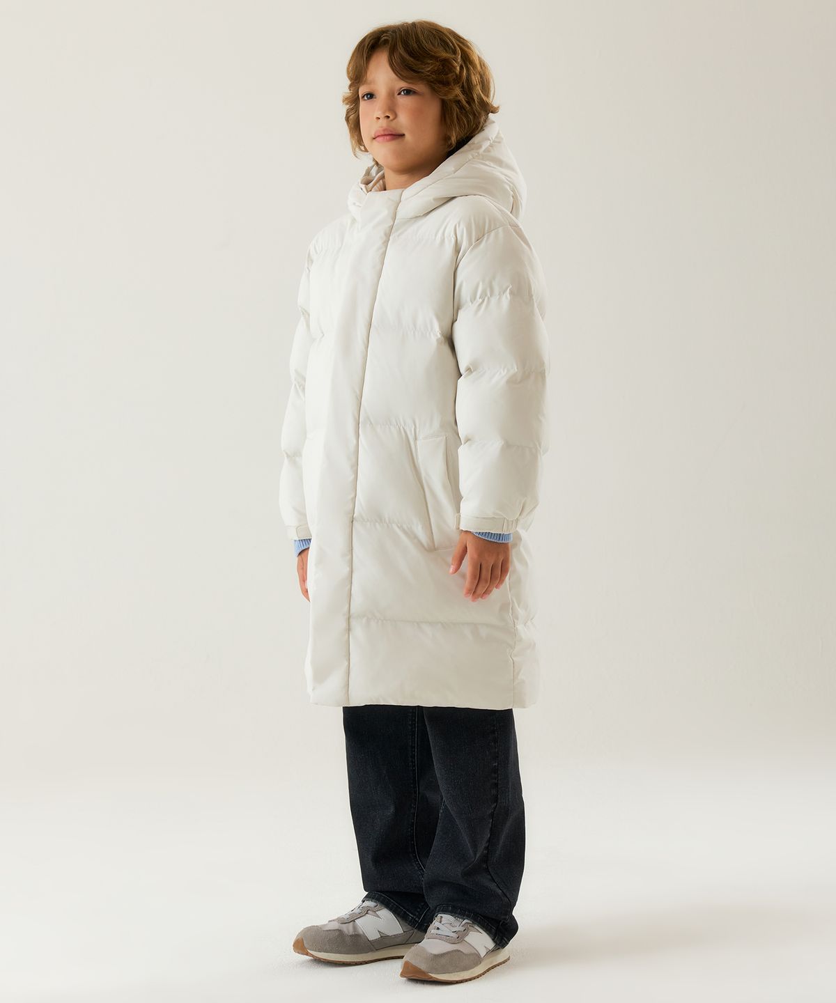무신사 스탠다드 키즈(MUSINSA STANDARD KIDS) 데일리 푸퍼 롱 패딩 파카 [더스티 크림]