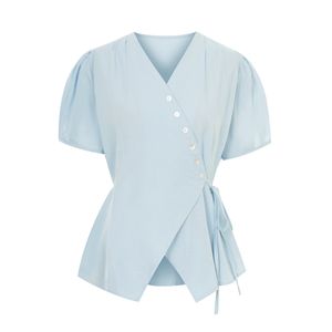 셔링버튼랩블라우스_V5B-CBL050