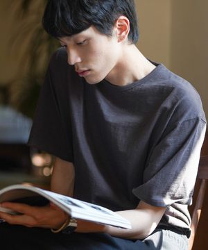 슬럽 하프U넥 반팔티셔츠 다크그레이 OYST2636