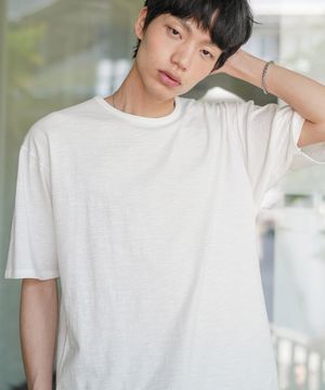 슬럽 하프U넥 반팔티셔츠 아이보리 OYST2636