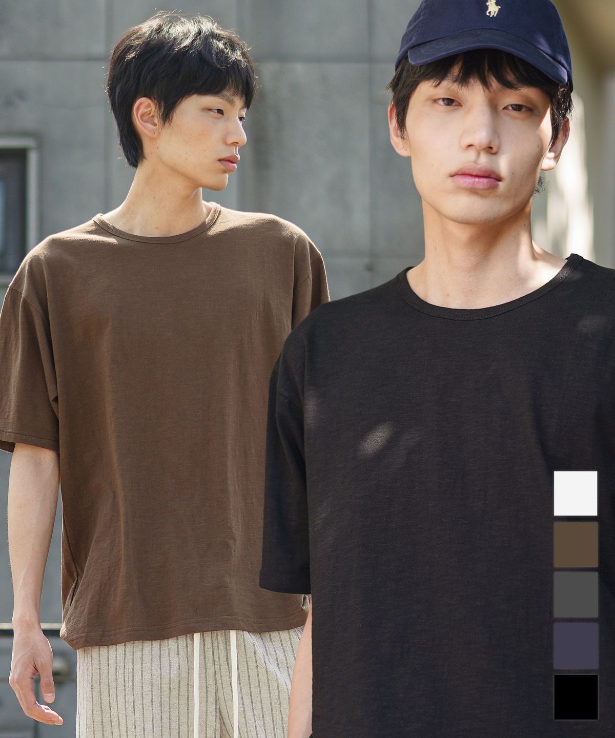 제멋(JEMUT) [2PACK] 슬럽 하프U넥 반팔티셔츠 OYST2636