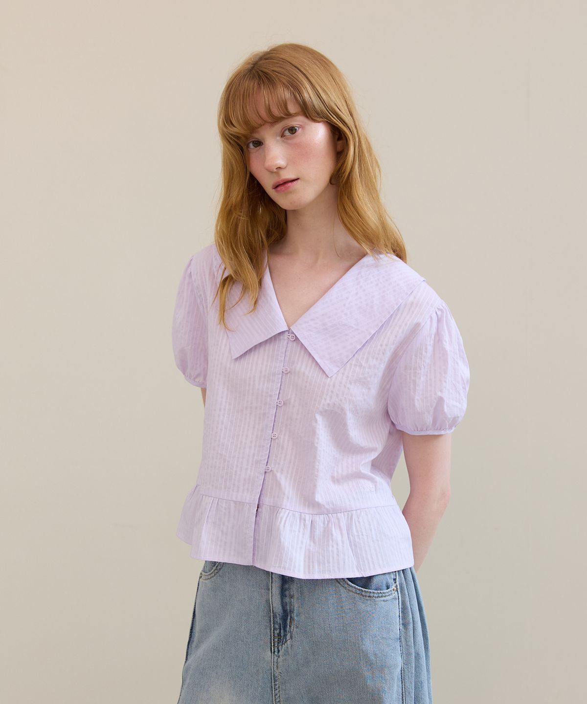 판도라핏(PANDORAFIT) Stripe Shirring Blouse