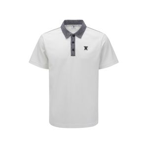 MEN DENIM COLLAR SHORT T-SHIRT_WH