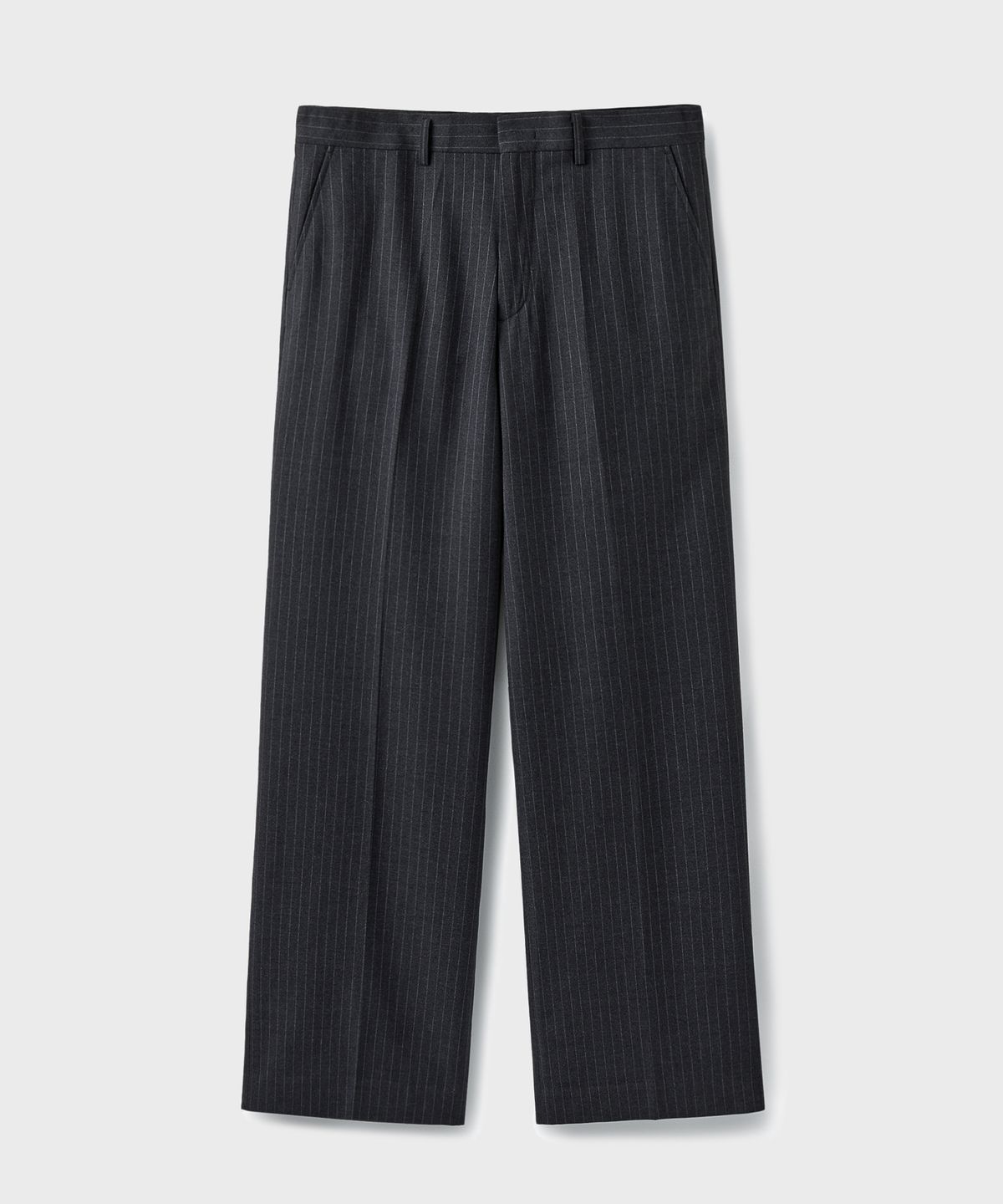 브랜디드(BRANDED) ESSENTIAL WIDE SLACKS [CHARCOAL STRIPE]