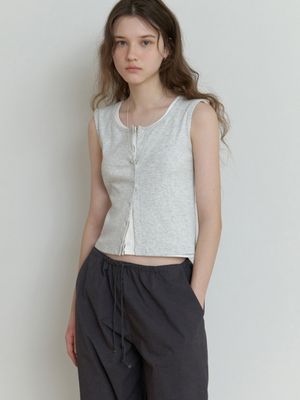 Nap button sleeveless (melange gray)