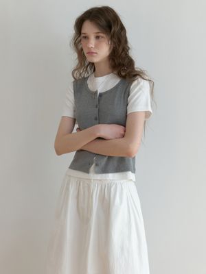 Nap button sleeveless (gray)