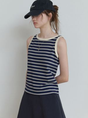 Bask stripe sleeveless (navy)
