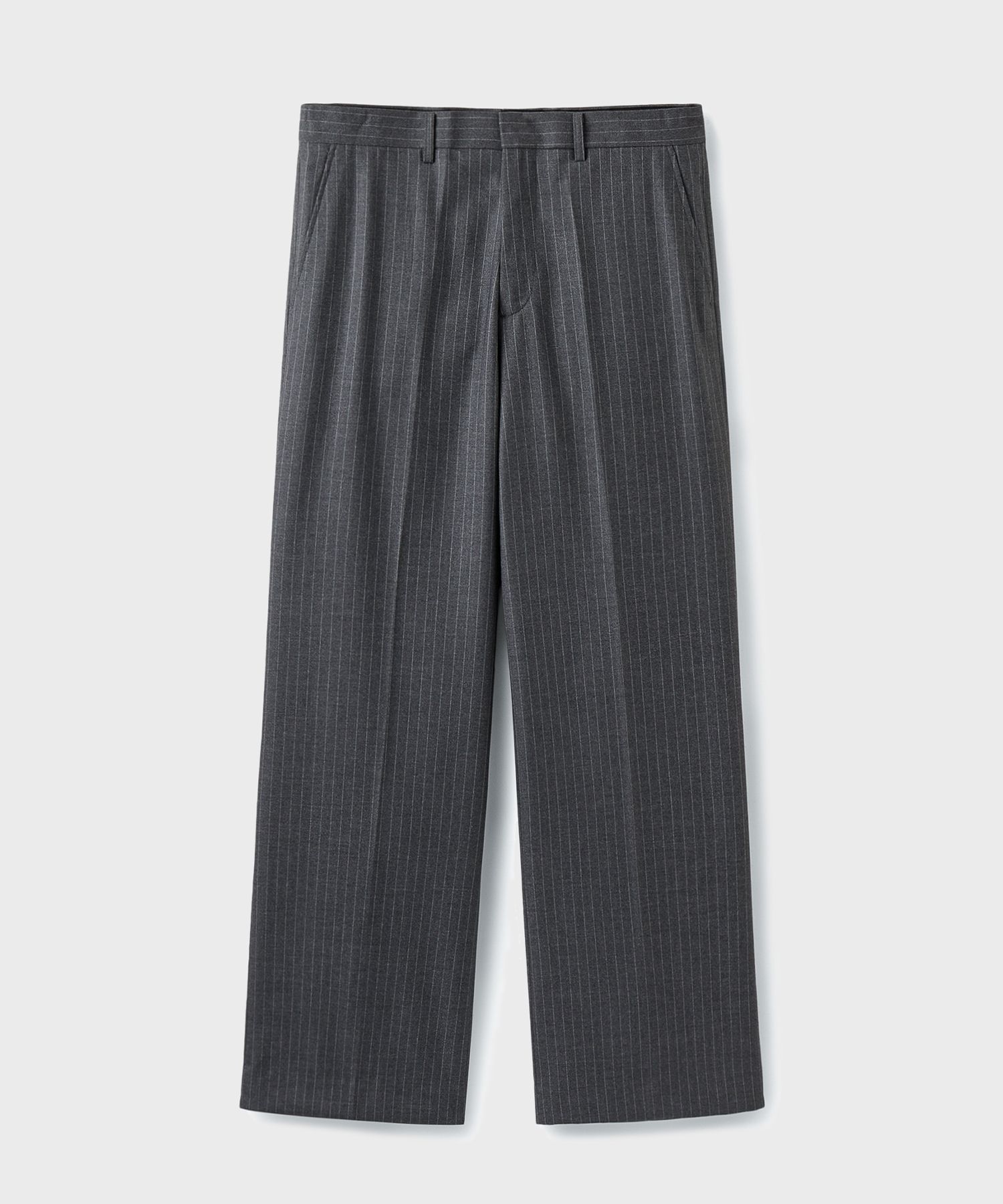 MUSINSA公式 | BRANDED ESSENTIAL WIDE SLACKS [GRAY STRIPE]