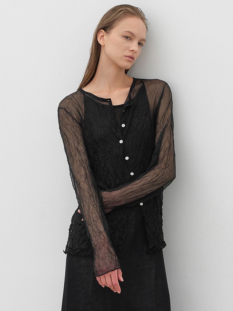 SHEER WRINKLE KNIT CARDIGAN(CD-2193)