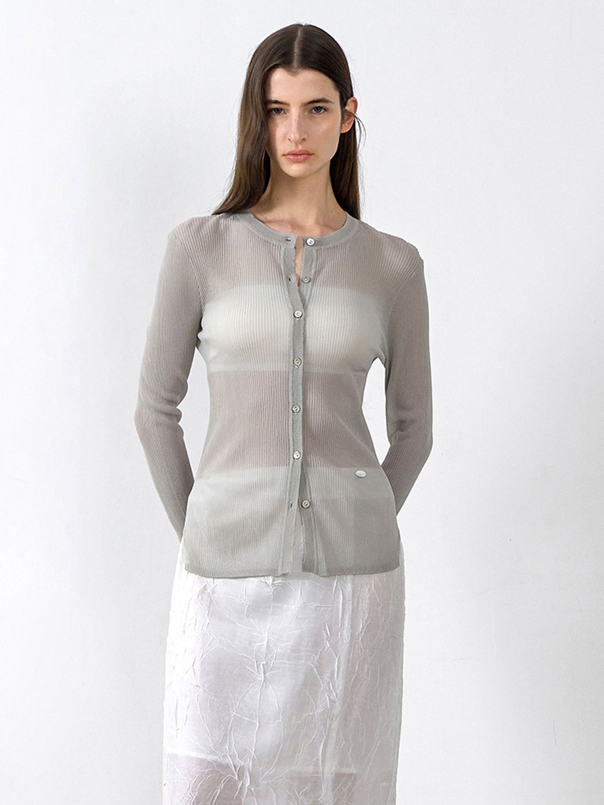 아틀리에 나인(ATELIER NAIN) VEILYN SHEER RIBBED CARDIGAN(CD-2205)