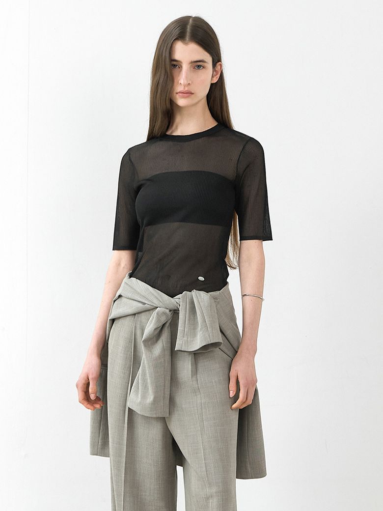 VEILYN SHEER RIBBED KNIT(T-7078)