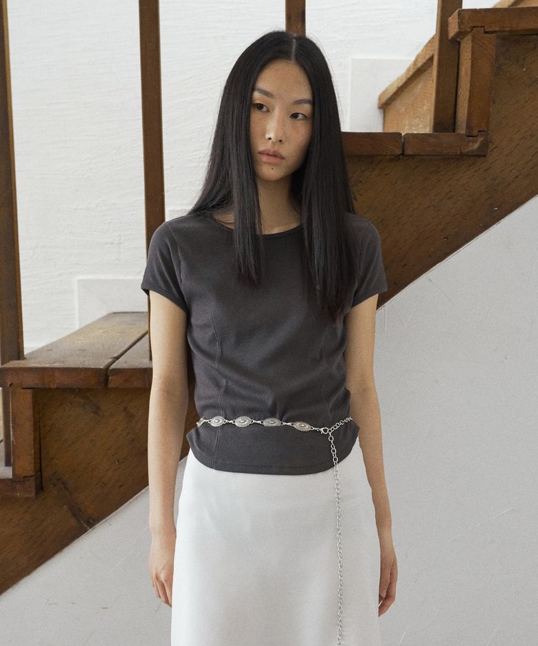 CURVED SLIM T-SHIRT CHARCOAL