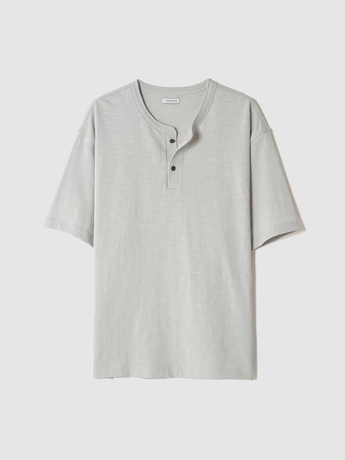 포커페이스(POKERFACE) SLUB HENLEY NECK T-SHIRTS SILVER GREY
