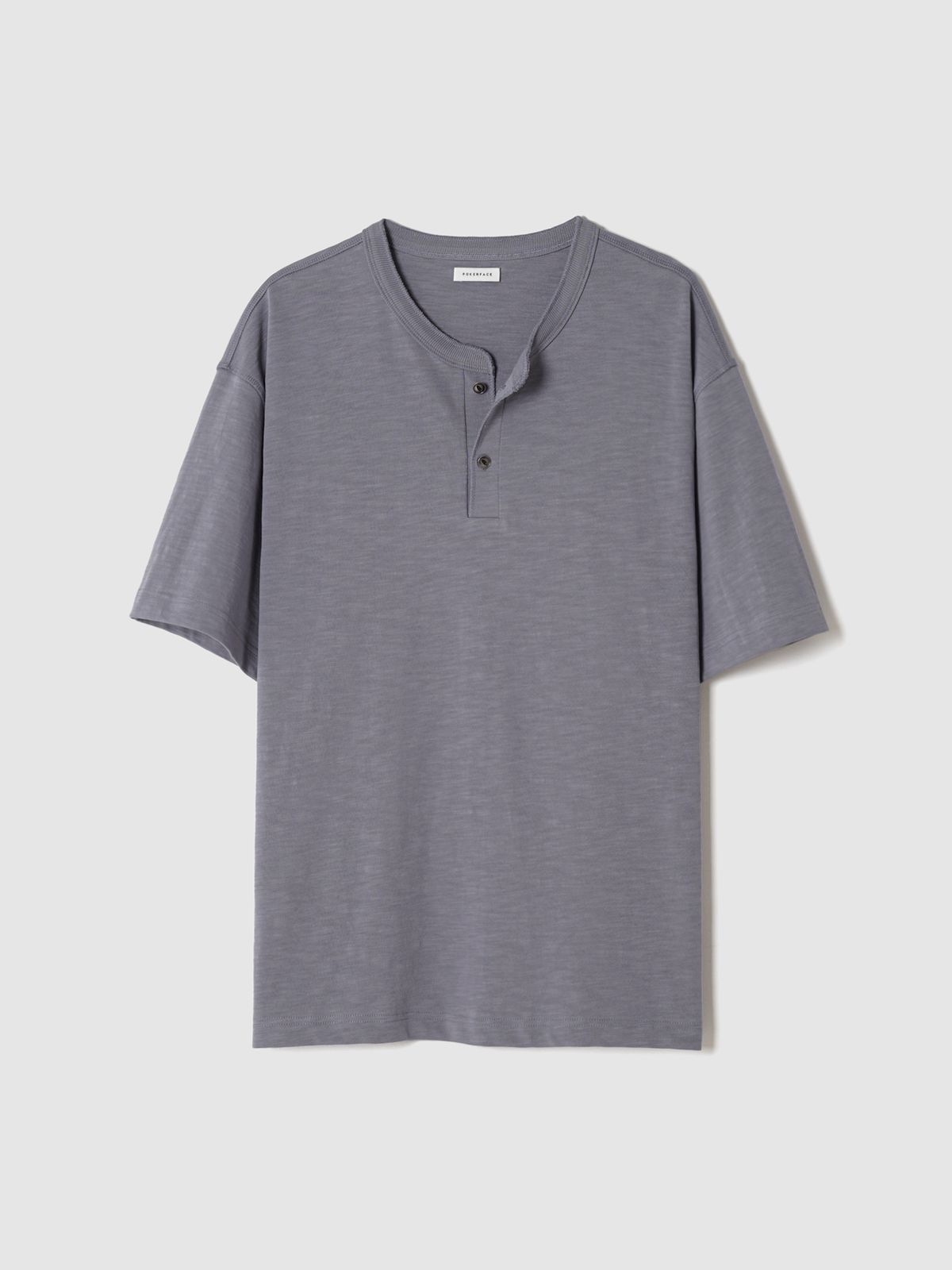 포커페이스(POKERFACE) SLUB HENLEY NECK T-SHIRTS SILVER VIOLET