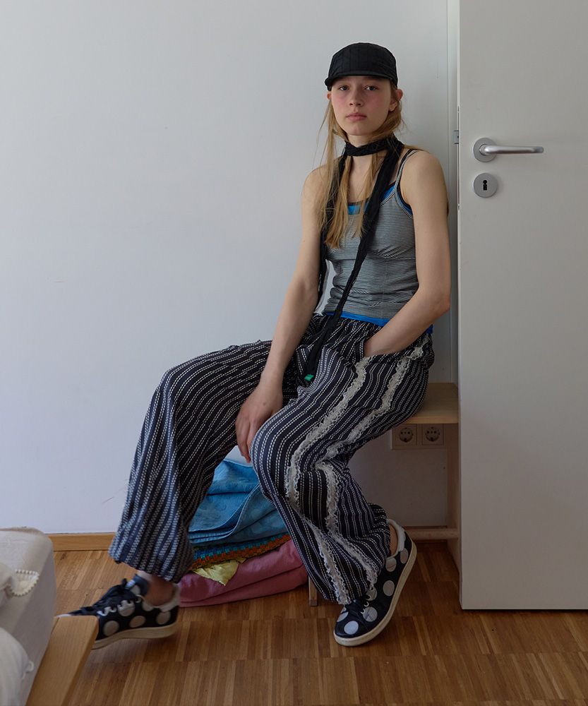 韓国商品/NOCONTENT Stripe Lace Pants MUSINSA | NOCONTENT 201. Striped lace pants _ Black