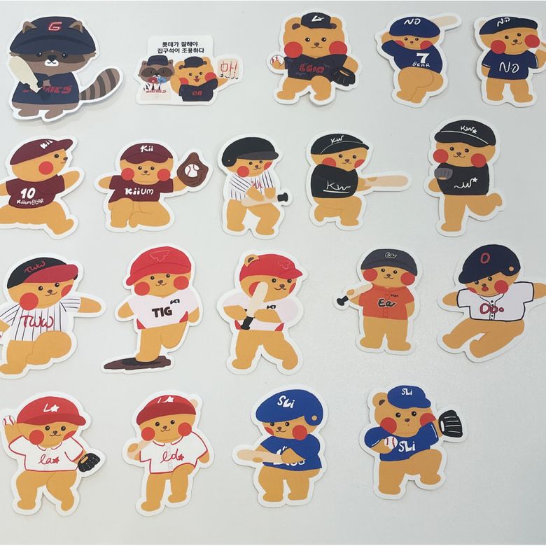 베이스볼타운 리무버블 조각스티커 19종 단품