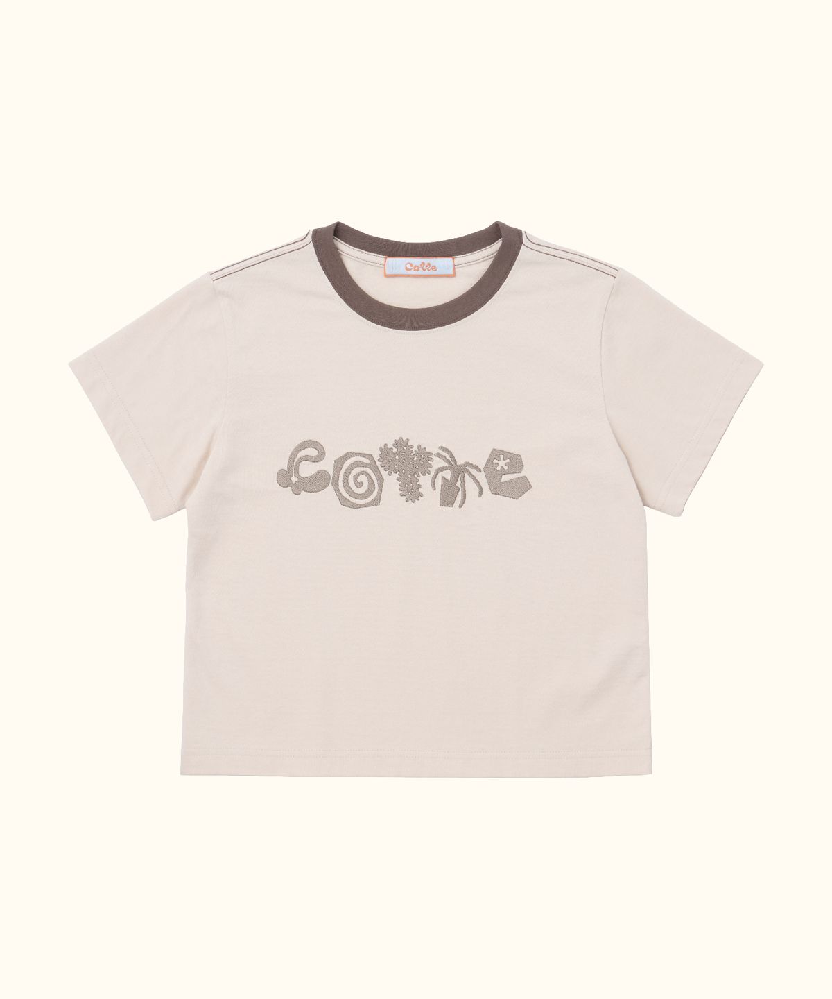 꼬떼(COTTE) 두들가든 크롭 티셔츠(크림)