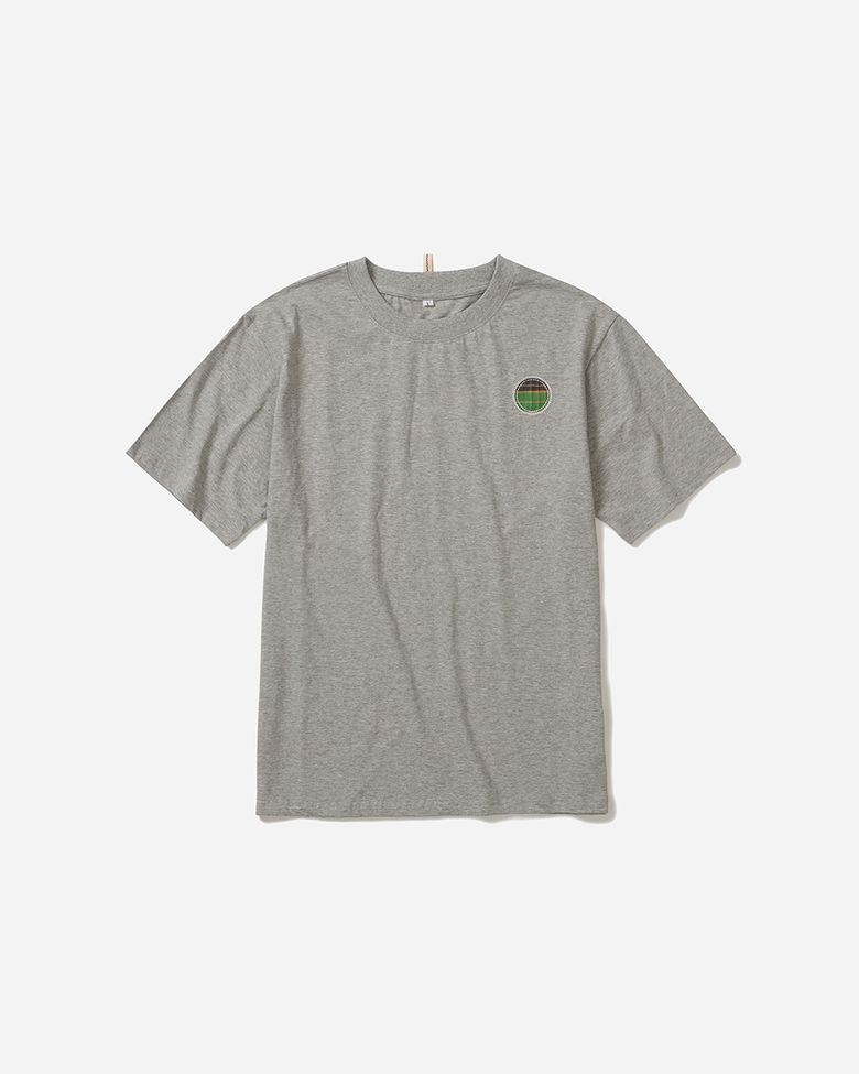 Circle patched half T-shirts / Melange gray
