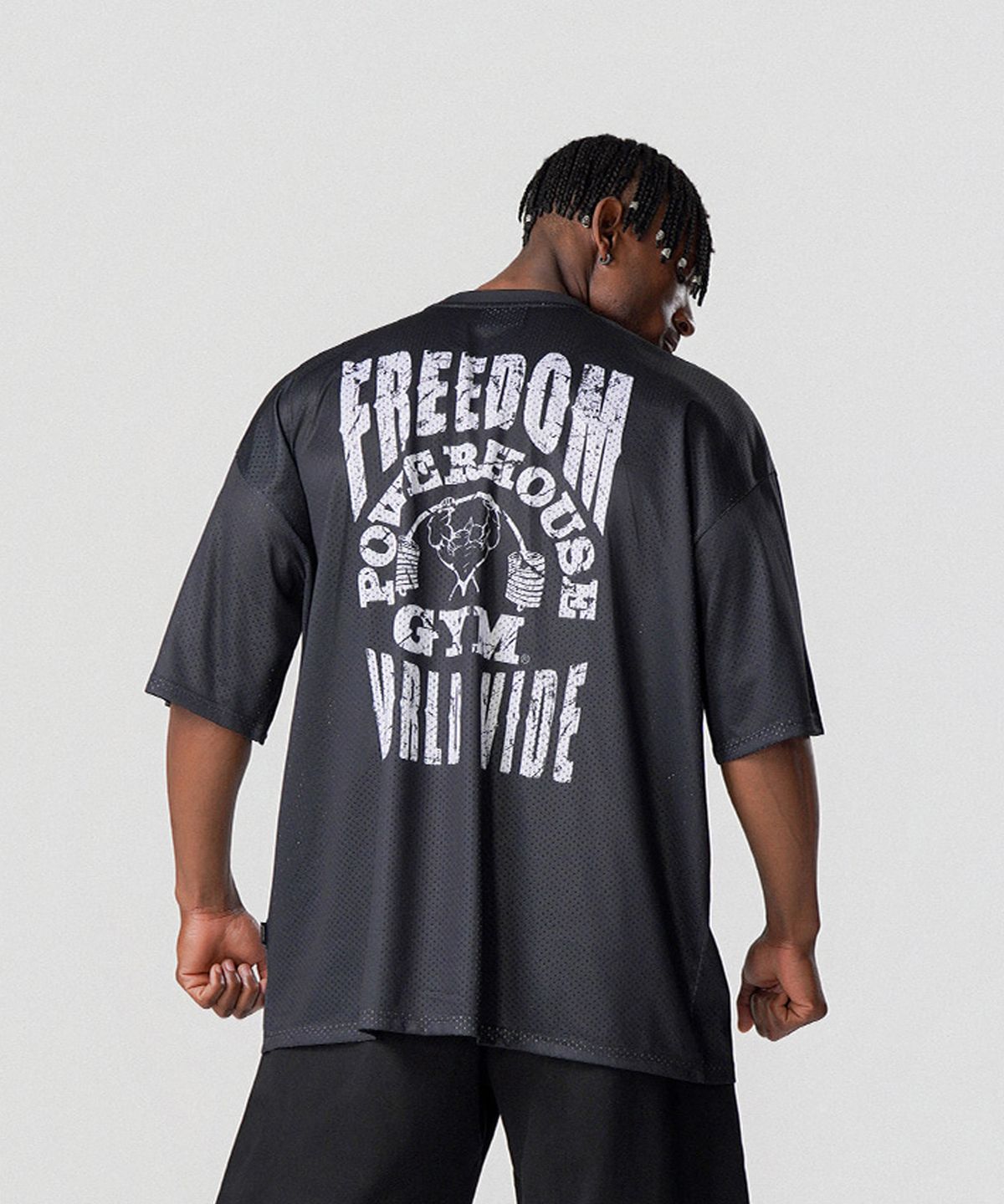 프리덤(FREEDOM) 파워하우스 메쉬 오버핏 티셔츠 (블랙)
