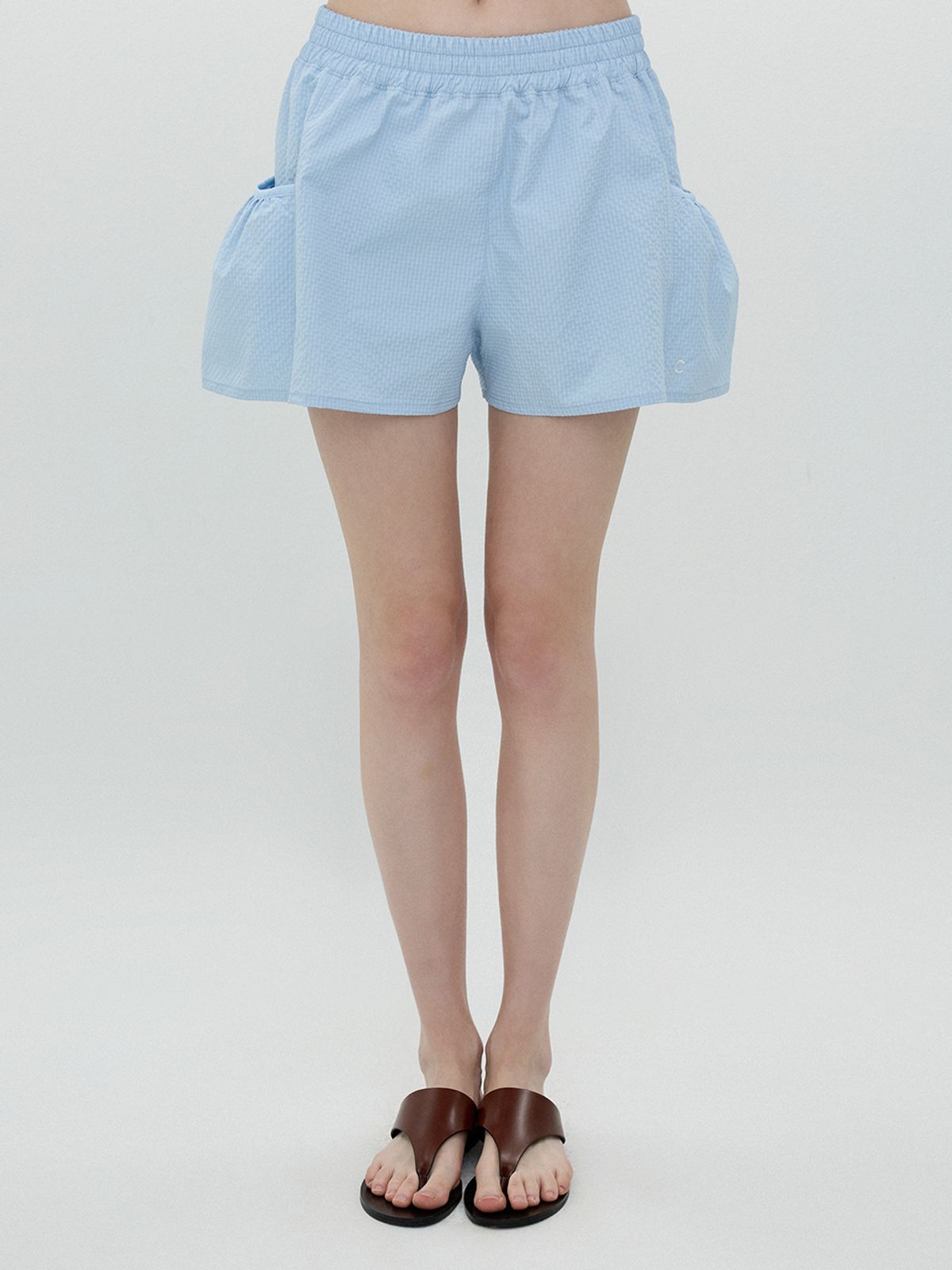 클로브(CLOVE) [25SS clove] Seersucker Culottepants (Sky Blue)