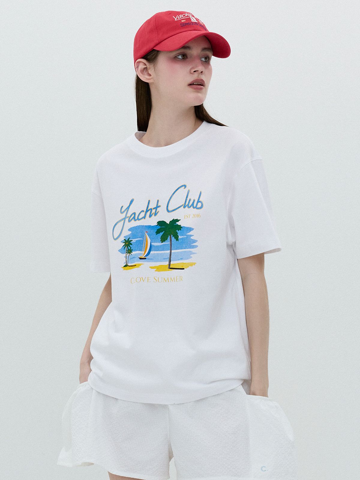 클로브(CLOVE) [25SS clove] Summer Yacht Graphic T-Shirt (White)