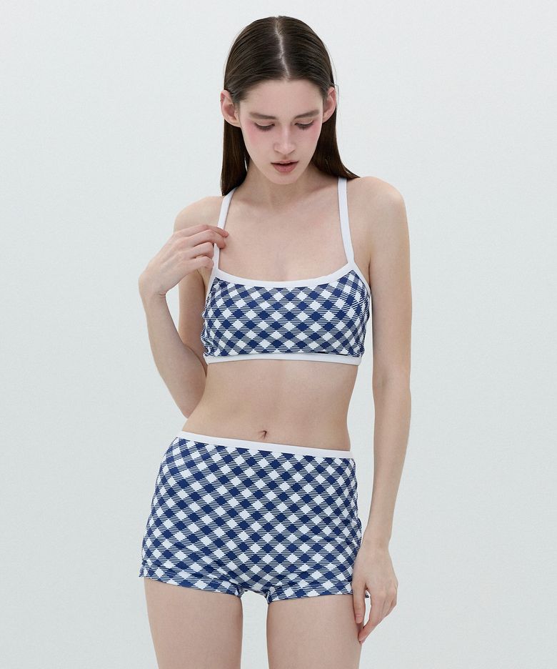 [25SS clove] Gingham Bikini (Dark Navy)